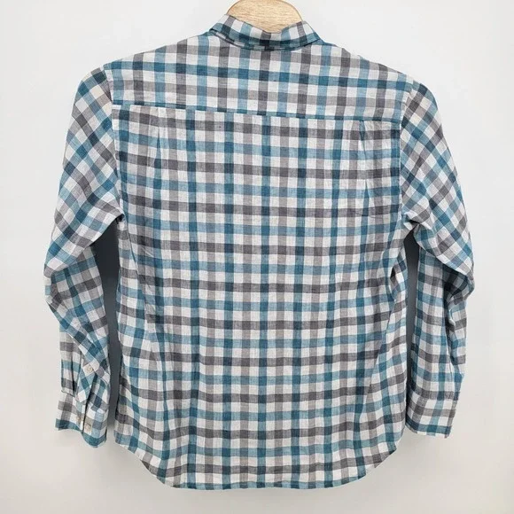 Tommy Bahama 100% Linen Shirt Mens Large Plaid Button Up Long Sleeve Green Gray - Picture 3 of 9